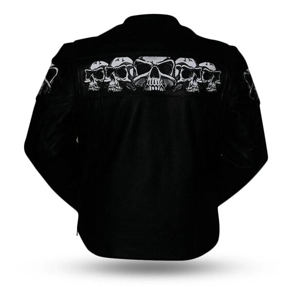 Savage Skulls Men's Motorcycle Leather Jacket - Picture 3 of 5